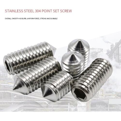 100Pcs M3 M4 M5 M6 M8 stainless steel 304 tip set screw / headless top wire pointed machine meter