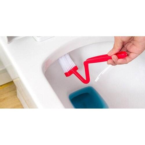 100PC Portable Toilet Brush Scrubber V-Type Cleaner Clean Brush Bent Bowl Handle
