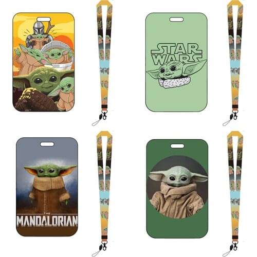 2021 Anime Star Wars Baby Yoda PVC Card Student Campus Card Hanging Neck bag Card Holder Lanyard ID Card Meal Card Package Toys