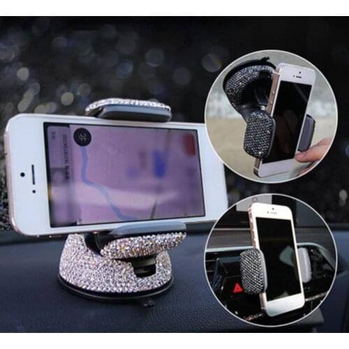 3 In 1 360 Degree Car Phone Holder for Car Dashboard Auto Windows and Air Vent with DIY Crystal Diamond Type For BMW For Toyota