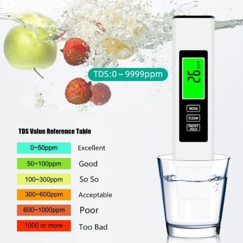 3 in 1 LCD Digital TDS EC PPM Meter Water Quality Purity Tester Pen Home Drinking Monitor for Aquarium Pool