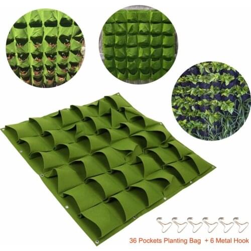 36 Pocket Outdoor Indoor Vertical Gardening Hanging Wall Garden Planting Bags Seedling Wall Planter Growing Bags
