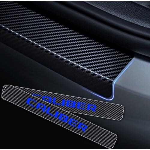 4D Carbon Fiber For Dodge CALIBER Vinyl Sticker Car Door Sill Welcome Pedal Stickers Door Threshold Plate Car Styling 4Pcs