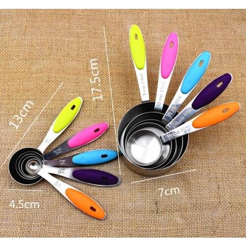 5PCS/LOT Stainless Steel Kitchen Colourworks Measuring Spoons Cup Set Candy Color Cuchara Kitchen Tools for Baking ENR 001