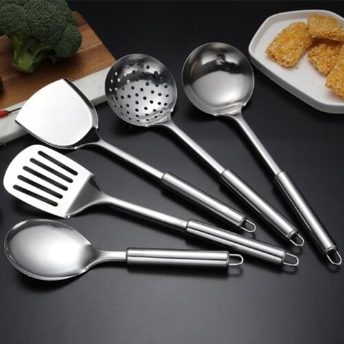 5Pcs Stainless Steel Kitchen Utensil Set Cooking Serving Tools Spatula Spoon