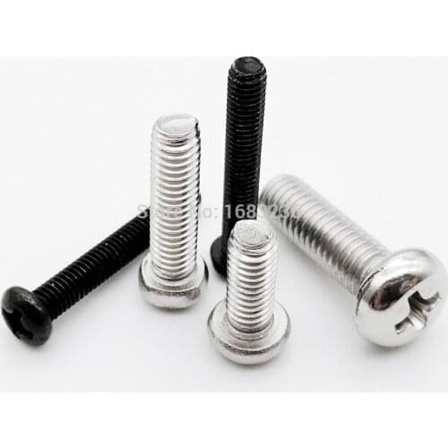 50pcs M1 M1.2 M1.4 M1.6 M2 M2.5 M3 M4 Mini Micro Small Black A2-70 304 Stainless steel Cross Phillips Pan Head Screw Round Bolt