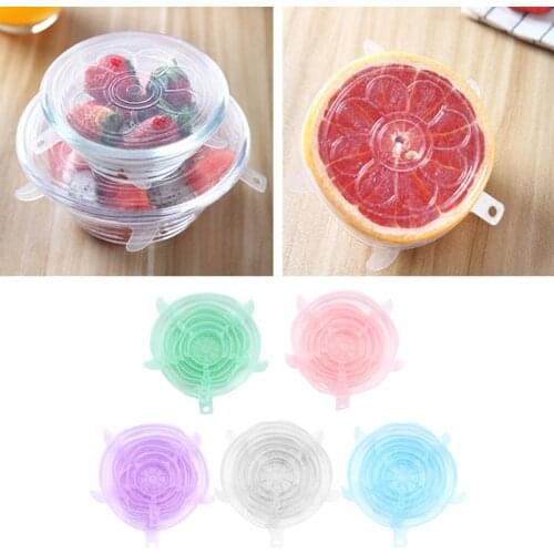 6Pcs Round Silicone Stretch Seal Lids Bowl Covers Food Storage Fresh-Care