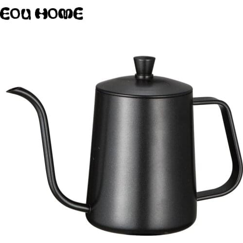 600ml Stainless Steel Mounting Bracket Hand Punch Pot Coffee Pots with Lid Drip Gooseneck Spout Long Mouth Coffee Kettle Teapot