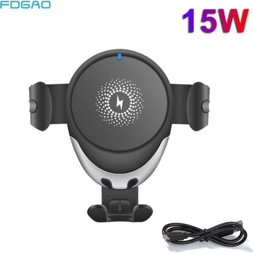 FDGAO Qi Car Wireless Fast Charging Stand Holder for iPhone 11 Pro Max Xs 8 USB Car Phone Charger Bracket for Samsung S20 S10 S9