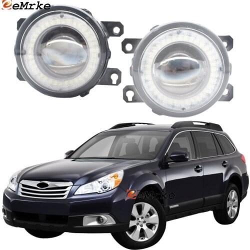 EEMRKE 2x Car Lens LED Fog Lights Assembly Angel Eye DRL Daytime Runinng Light Lamp for Subaru Outback BR US-type 2010 2011 2012