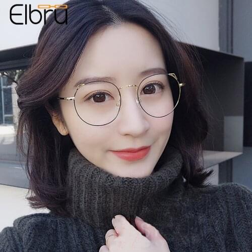 Elbru 0 -4.0 Finished Myopia Glasses Classic Anti Blue Light Prescription Optical Eyeglasses Women Cute Cat Ear Computer Goggles