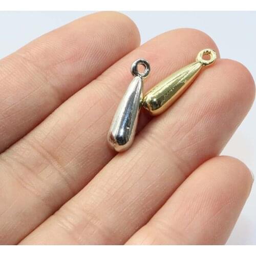 Eruifa 20pcs 5*15mm High Polish Tear Drop gold/Silver plated Zinc alloy Charms Pendant Jewelry DIY Necklace 2 colors