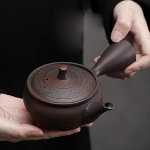 150 ML Purple Pottery Side Handle Pot Ceramic Chinese Kung Fu Teapot Single Teapot Pu'er Tea Making Device Tea Sets Pot