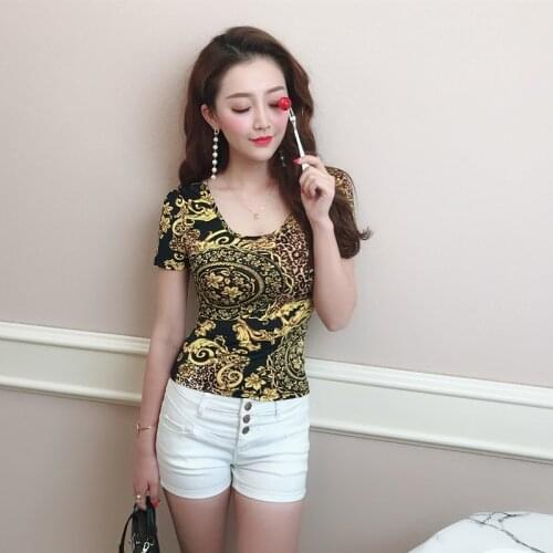 Short Sleeve Tshirts Women 2021 New Summer Ice Silk Sexy Club T-shirt Round Neck Backless Skinny Dance Top Women