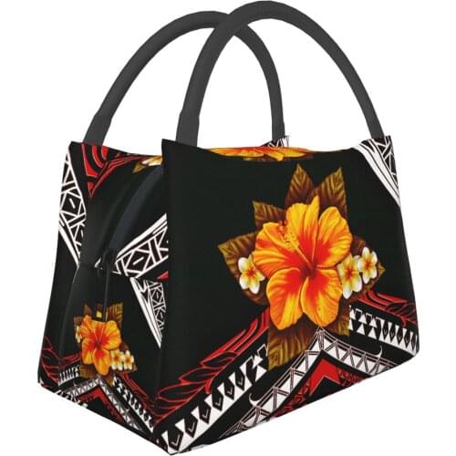 NOISYDESIGNS Insulated Lunch Bag Hawaiian Hibiscus Plumeria Print Cooler Tote Box Meal for Work Picnic Travel Food Container