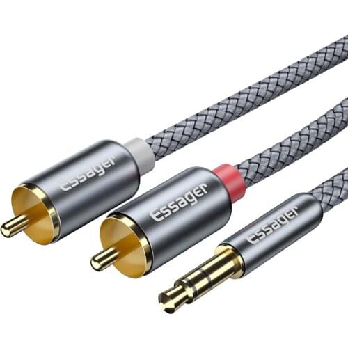 JABS Essager RCA o Cable Jack 3.5 to 2 RCA Cable 3.5mm Jack to 2 RCA Male Splitter Aux Cable for TV PC Amplifiers DVD Speake