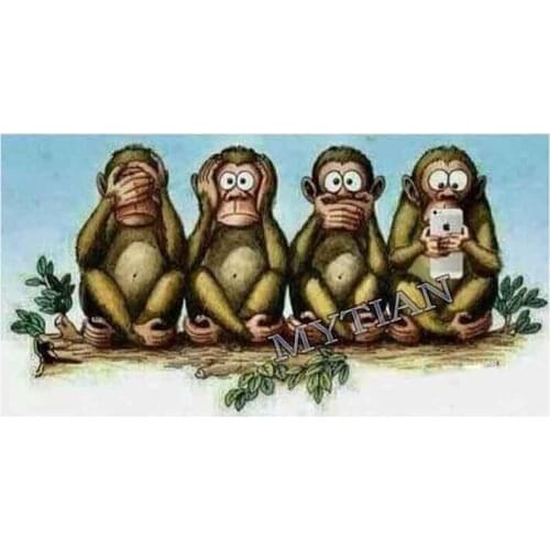 Cute four monkey home decor full square/round Embroidery Pattern resin diamond 5D DIY paintings 3D Cross stitch mosaic stickers