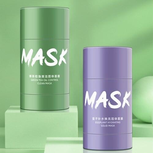 Cleansing Solid Mask Eggplan Hydrating Facial Masks Green Tea Stick Mask Oil Control Anti-Acne Whitening Clay Mask Skin Care