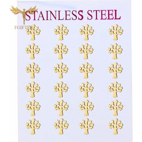 FGifter Wholesale Lots Cute Child Earrings Gold Tree Stainless Steel Stud Earring Jewelry Children' Gift