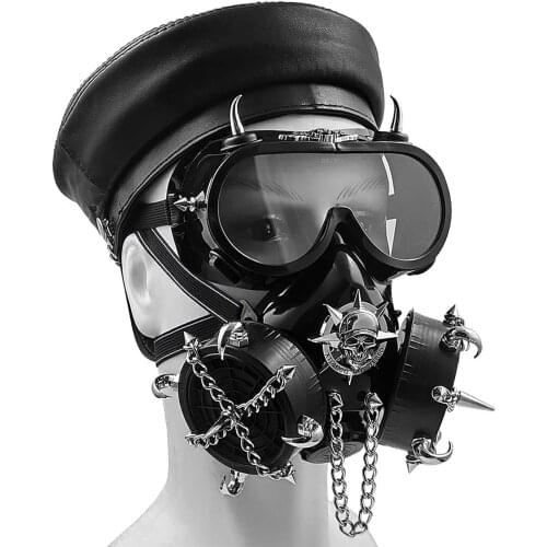 Steampunk Mask Men Masquerade Skeletal Spike Half Face Skull Mask Costume Cosplay