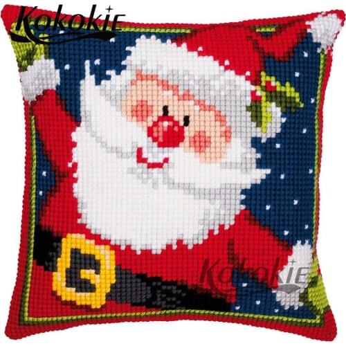 Santa Claus cross stitch pillow kits embroider needlework kit Christmas throw pillow handicraft embroidery cushion cover kits