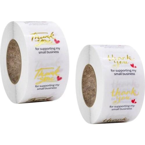 100PCS Love Bronzing Thank You Stickers Labels Clear PET Sticky Sticker Decoration Scrapbook Sealing Stationery Supplies