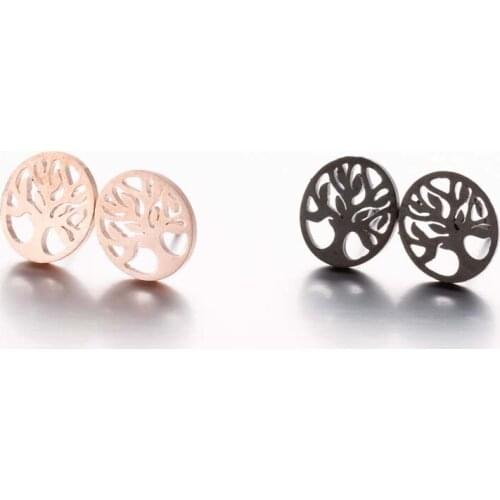 Multiple Geometric Stainless Steel Small Earrings for Women Girls Fashion Minimalist Tree Ghost Earrings Jewelry Punk Gifts