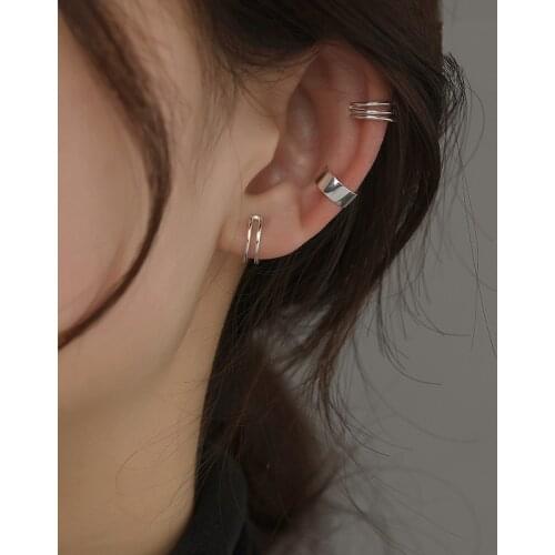 New Punk Clip Earrings S925 Silvery Neutral Jewelry Fashion Minimalism No Piercing Earrings For Women Party Charm Birthday Gifts