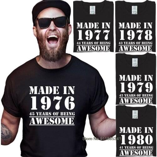 Original Parts Cool Graphic Vintage T-Shirt Born In 1976 1977 1978 1979 1980 Birthday Cotton New TShirts Male Daddy Tops Tee