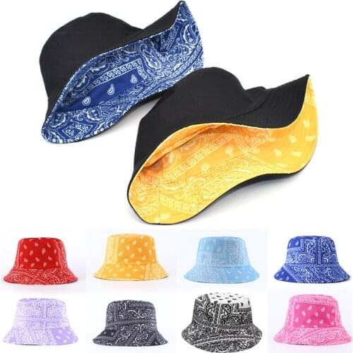 Unisex Two Side Bucket Hat Women Sun protection Fisherman Hat Bandana Cool Cycling Wear Hunting Hat Foldable Printed Sunhat