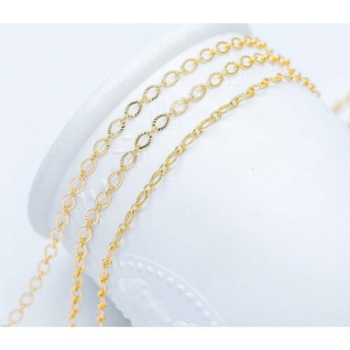 Flat Oval Cable Chains 4/ 4.4mm, 18K Gold plated on Brass, Craft DIY Jewelry Chain Wholesale (#LK-238-1)/ 1 Meter=3.3 ft