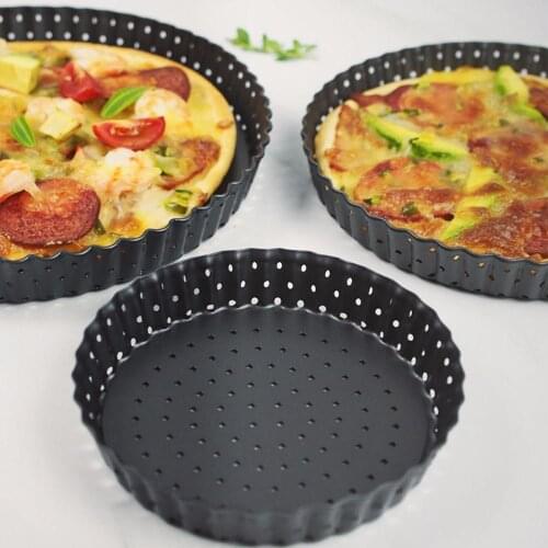Non-Stick Pan With Holes Molds Pie Pizza Cake Round Mould Removable Loose Bottom Fluted Heavy Duty Pie Pan Bakeware