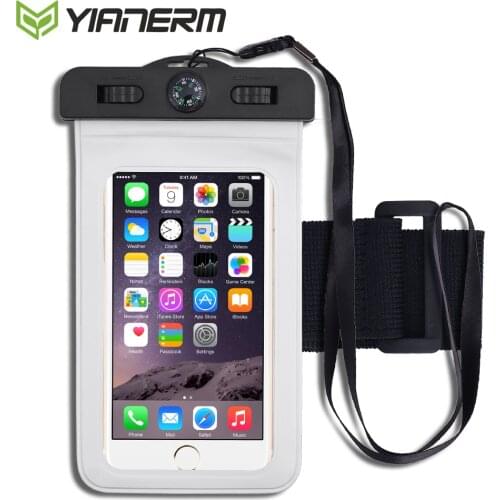 Yianerm Compass Waterproof Bag Case With Arm band ABS Clip Sealed For iPhone 7 6 6s Plus,Samsung S6 S6 Edge up to 5.5 inch
