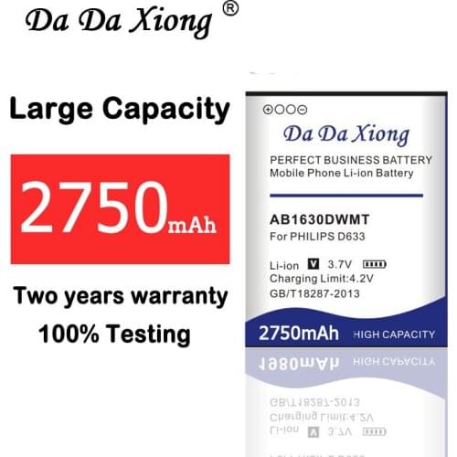 High Quality 2750mAh AB1630DWMT Battery for PHILIPS Xenium D633 T539 W536 W635 W6350 X2560 X2566 CTW536 E310 S307 CTS307