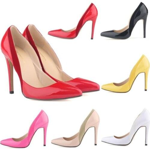 Office & Career Hot Thin High heels Female Shoes Wedding Party Woman Pumps Pointed Toe PU 11CM Slip On 2020 size 35-42 white