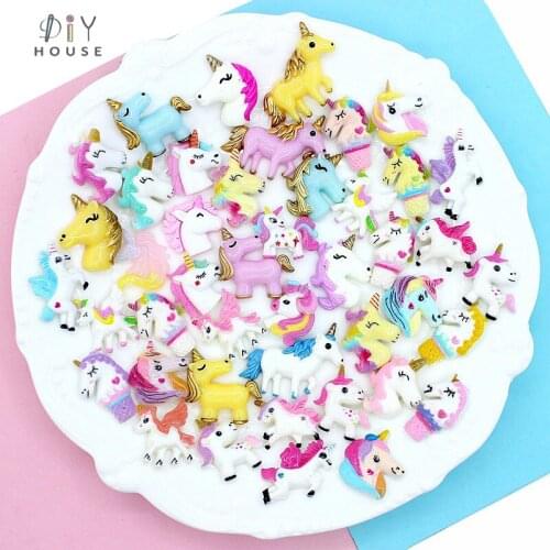 10-50Pcs Cute Unicorn Flat Back Resin Arts Color DIY Crafts Supplies Phone Shell Patch Arts Material Hair Accessories Kids Toys