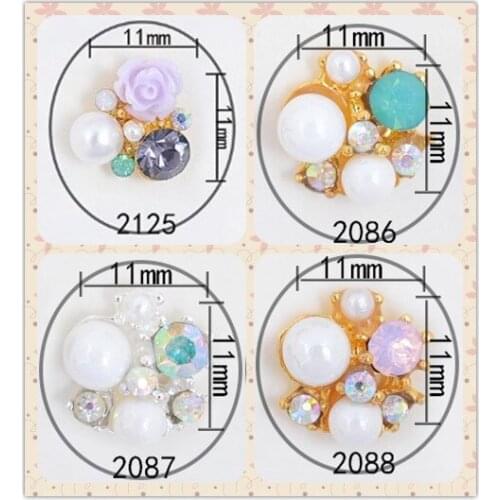 10pcs latest nail art alloy jewelry luxury metal charms nail decoration rose style gemstone pearl accessory