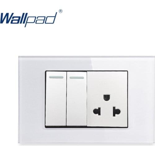 2 Gang 2 Way US 3 Pin Wall light Switch Wallpad Luxury Tempered Glass Panel Rocker Button 118*75mm 16A AC 110-250V