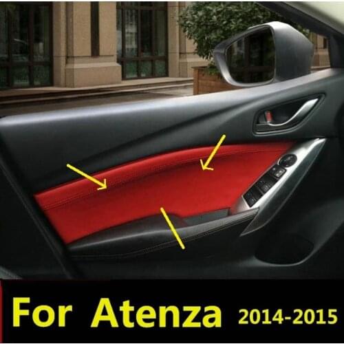 4PCS Microfiber Front /Rear Door Panel Leather Cover Protective Trim For Mazda Atenza 2014 2015 with Mount Fittings