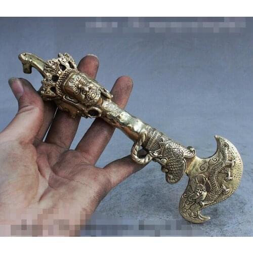 8" Tibetan Buddhism Exorcism Hayagriva Buddha Statue Phurba Dagger Holder