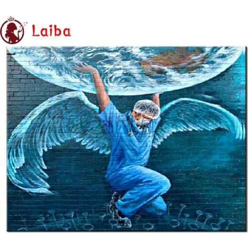 Diamond painting Doctor Angel saves the earth landscape full Square,Round Diamond Embroidery,Diy Diamond mosaic home decor Art