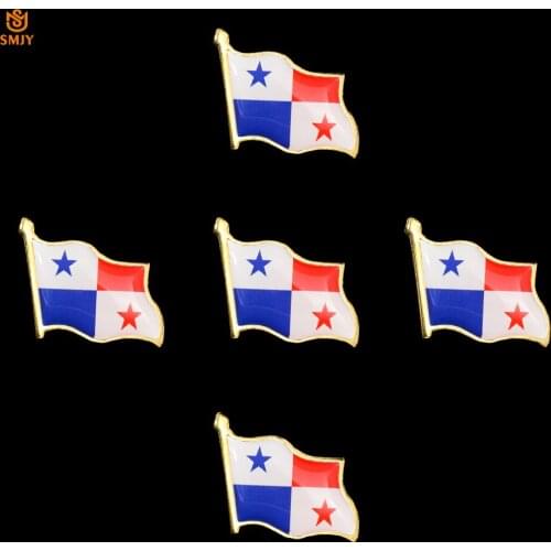 5PCS Panama National Flag Epoxy Banner Brooch Fashion Suit Patriot Travel Backpack Brooch Badge Pins Souvenir Decoration Jewelry