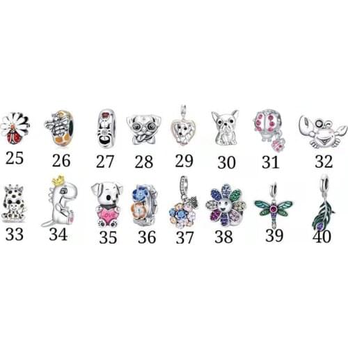 5PCS Silver Color Enamel Feather Dragonfly Sunflower Crab Flower Bead Fit Pandora Charm Bracelet DIY Crystal Jewelry Accessories