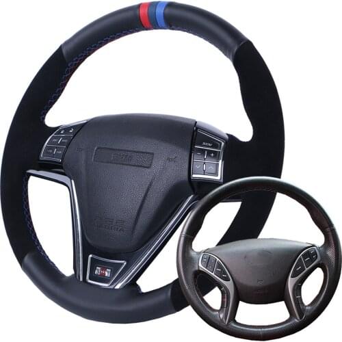Car Steering Wheel Cover Suede Leather For Hyundai Elantra 2011-2016 Avante i30 2012-2016/Custom Steering Wrap