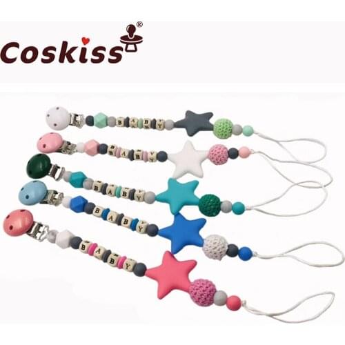 Baby Teether Pacifier Chain Organic Teether Natural Teething Grasping Toy Silicone Beads Toddler Teether Newborn DIY Baby Gift