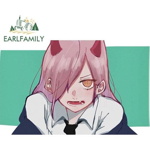 EARLFAMILY 13cm x 8.1cm for Chainsaw Man Anime Decal Vinyl Car Stickers Waterproof Scratch-Proof Motorcycle Laptop Decoration