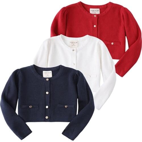 1-5Yrs Baby Girl Knitted Cadigan Long Sleeve Little Girl Cotton Sweater Jacket Toddler Shrug Coat Infant Cropped Knit Bolero