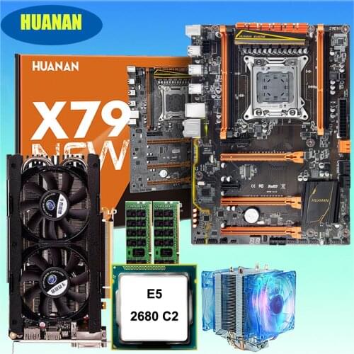 HUANAN ZHI deluxe X79 gaming motherboard Intel Xeon E5 2680 C2 with cooler RAM 16G(2*8G) DDR3 1600 RECC GTX760 4G video card