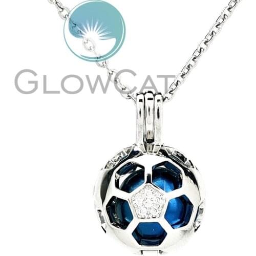 KK1076 Rhinestone Football Beads Cage Locket Pendant Perfume Diffuser Pearl Cage Necklace