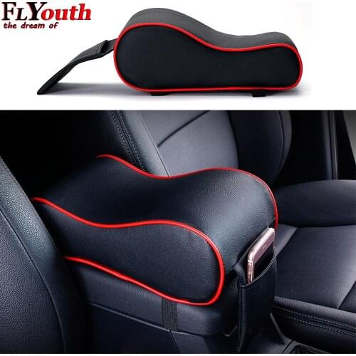 Leather Car Central Armrest Pad Black Auto Center Console Arm Rest Seat Box Mat Cushion Pillow Cover Vehicle Protective Styling